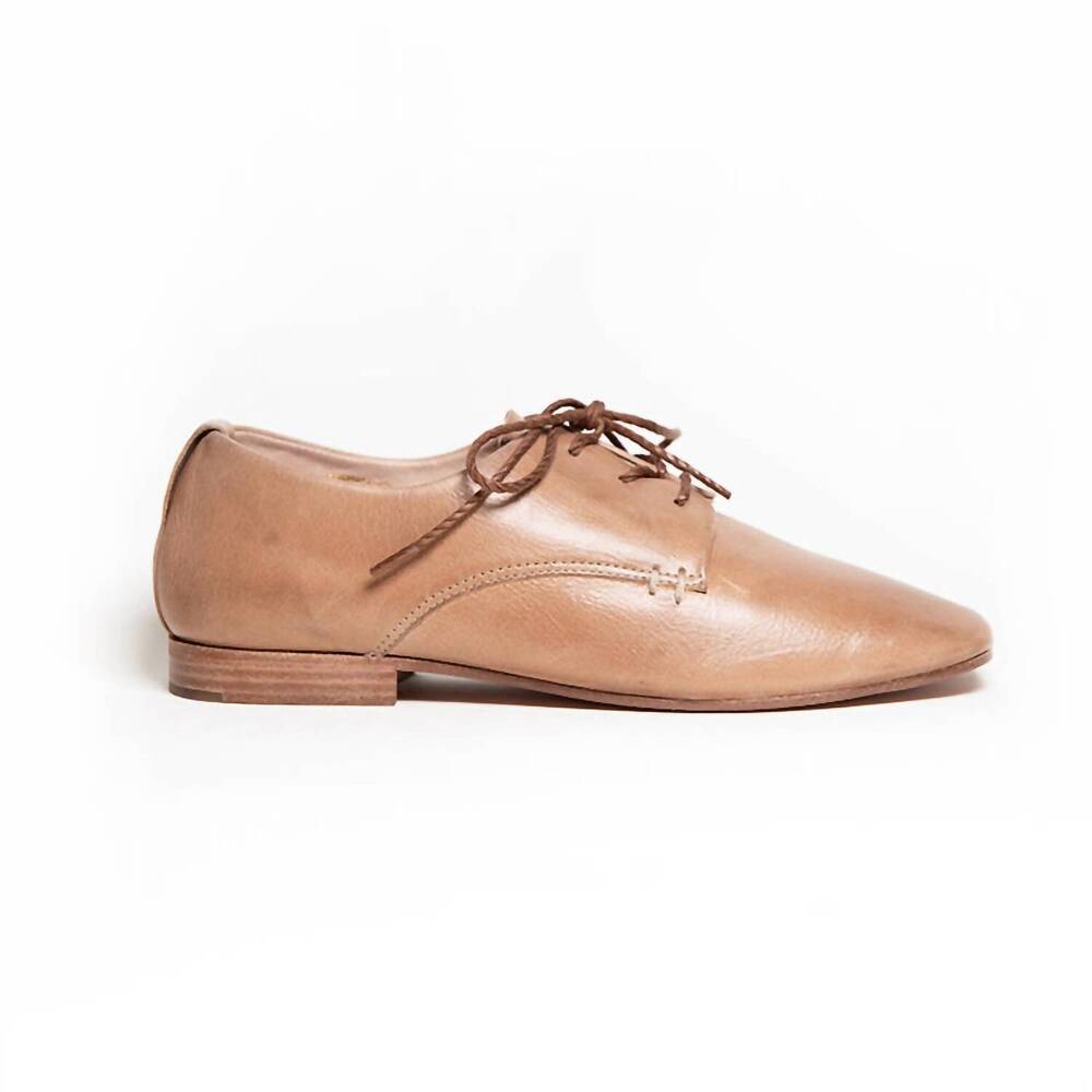 NEW EITHER/OR men's square toe vegetable-tanned oxford shoes in cognac brown